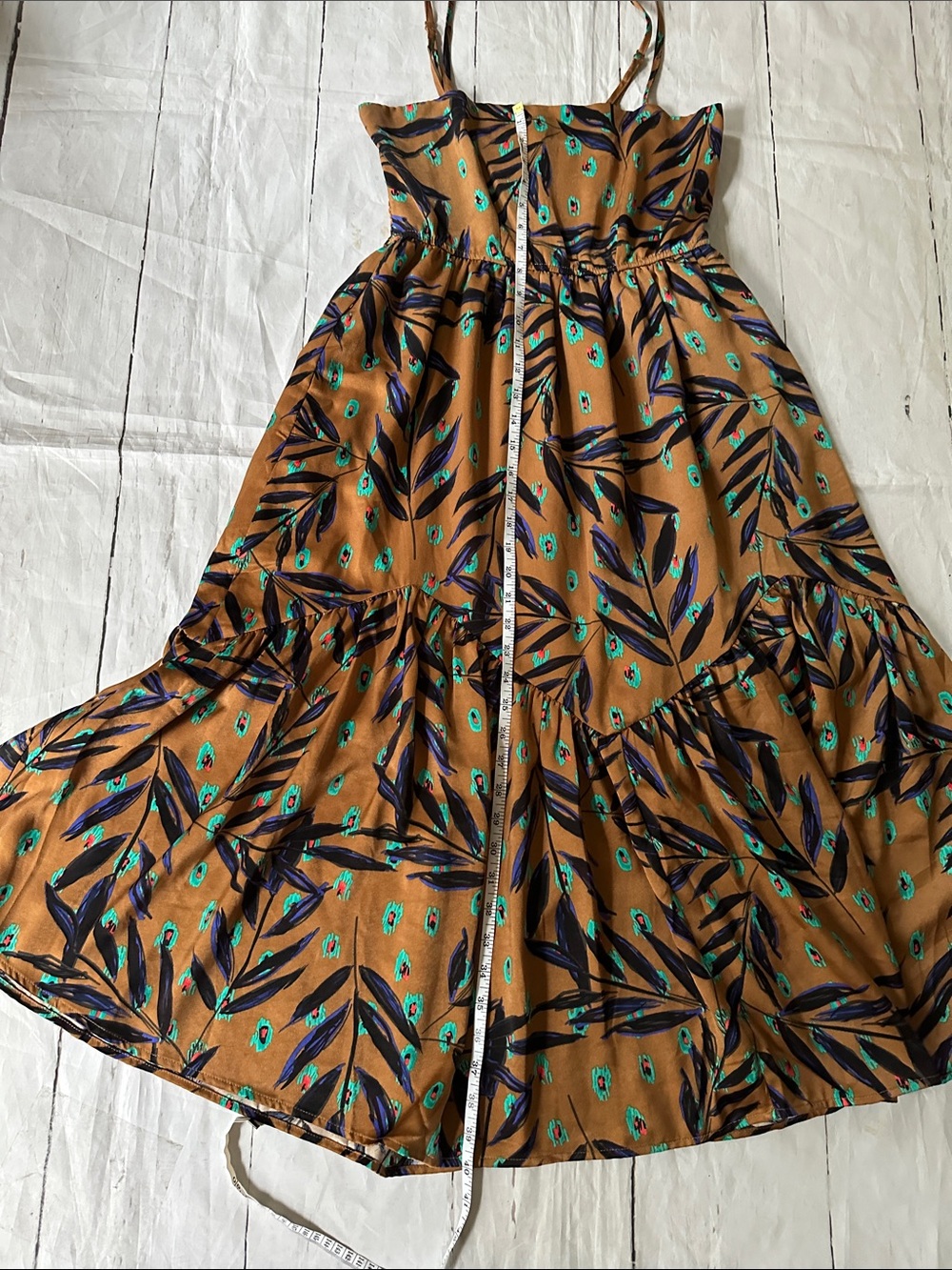 THML Brown Floral Print Spaghetti Strap Midi Dress medium - Picture 8 of 13